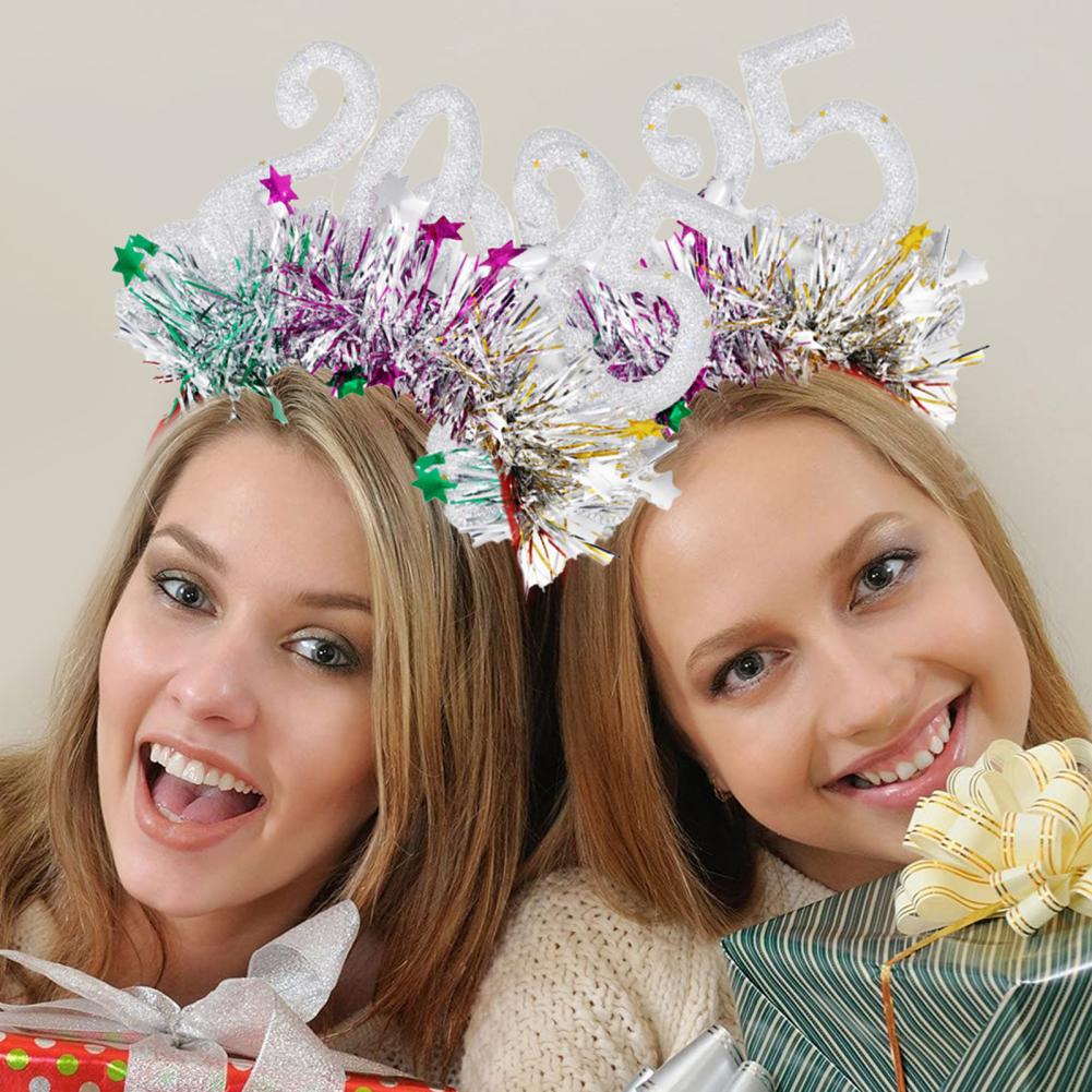 Обруч для волос с блестками для косплея 2025, декор в виде цифр, новогодняя повязка на голову, высокоэластичная дизайнерская повязка для волос, украшение для рождественской вечеринки