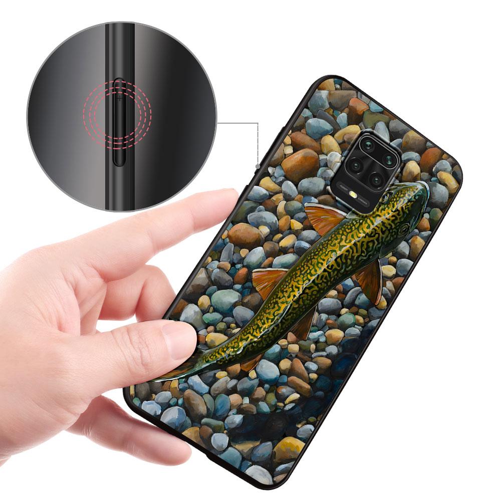Trout Fish Fishing Case for Xiaomi Redmi 10A 10C 9C 12C 9A 9i 10 12 9 Prime 9T K40 Pro Black Soft TPU Mobile Phone Bag Cover
