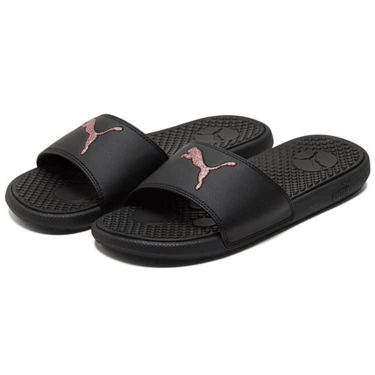Puma Cool Cat Comfortable Slide Sandals Women Footwear Black Gold 371017-03