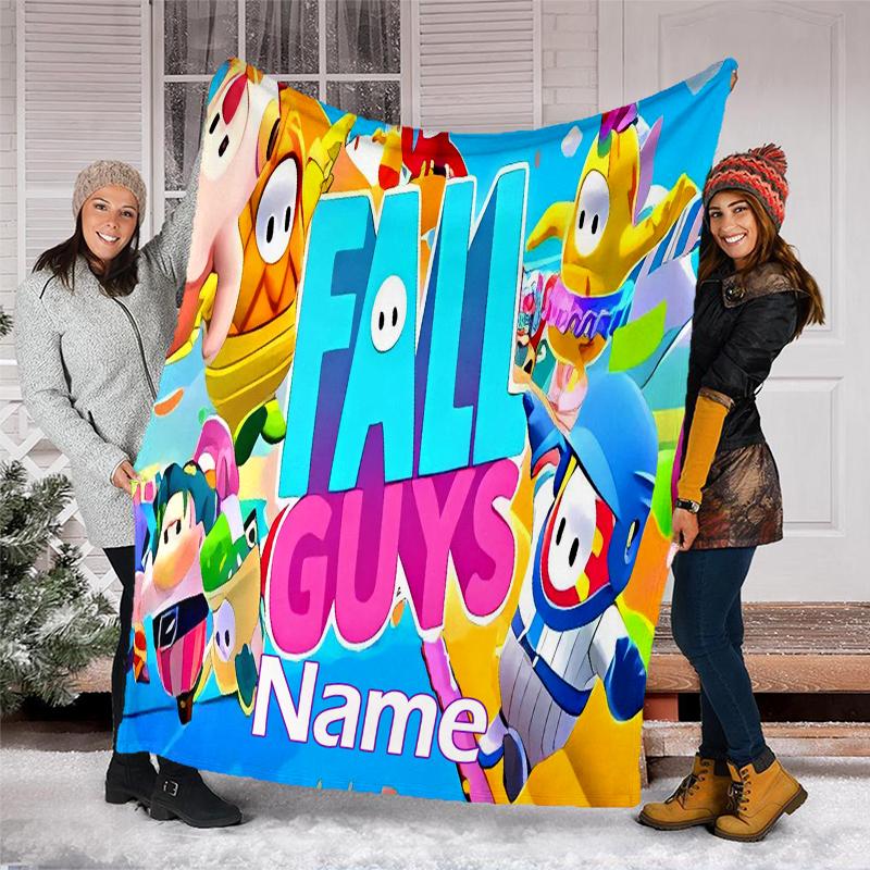 Personalized Custom Name Blanket - Stumble Guys Print Design,Blanket for Sofa,Bed,Travel,Camping - Soft and Warm, Great Gift