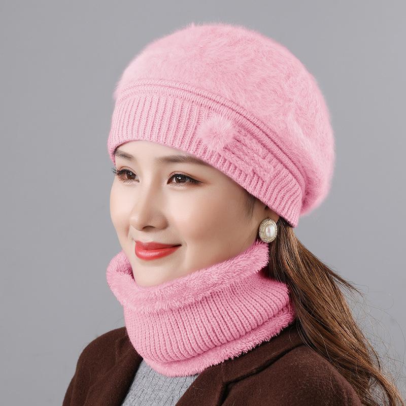 Winter Hat Women's Fleece Thickened Warm Beret Women's Fashion Windproof Knitted Hat Mom Wool Hat