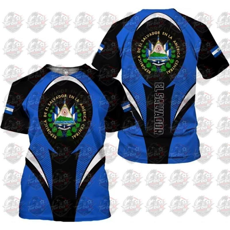 El Salvador Flag Soccer Jersey T-shirts Summer Sports Quick-drying O'neck Trendy Casual Football Jersey 3d Printed Mens Clothing
