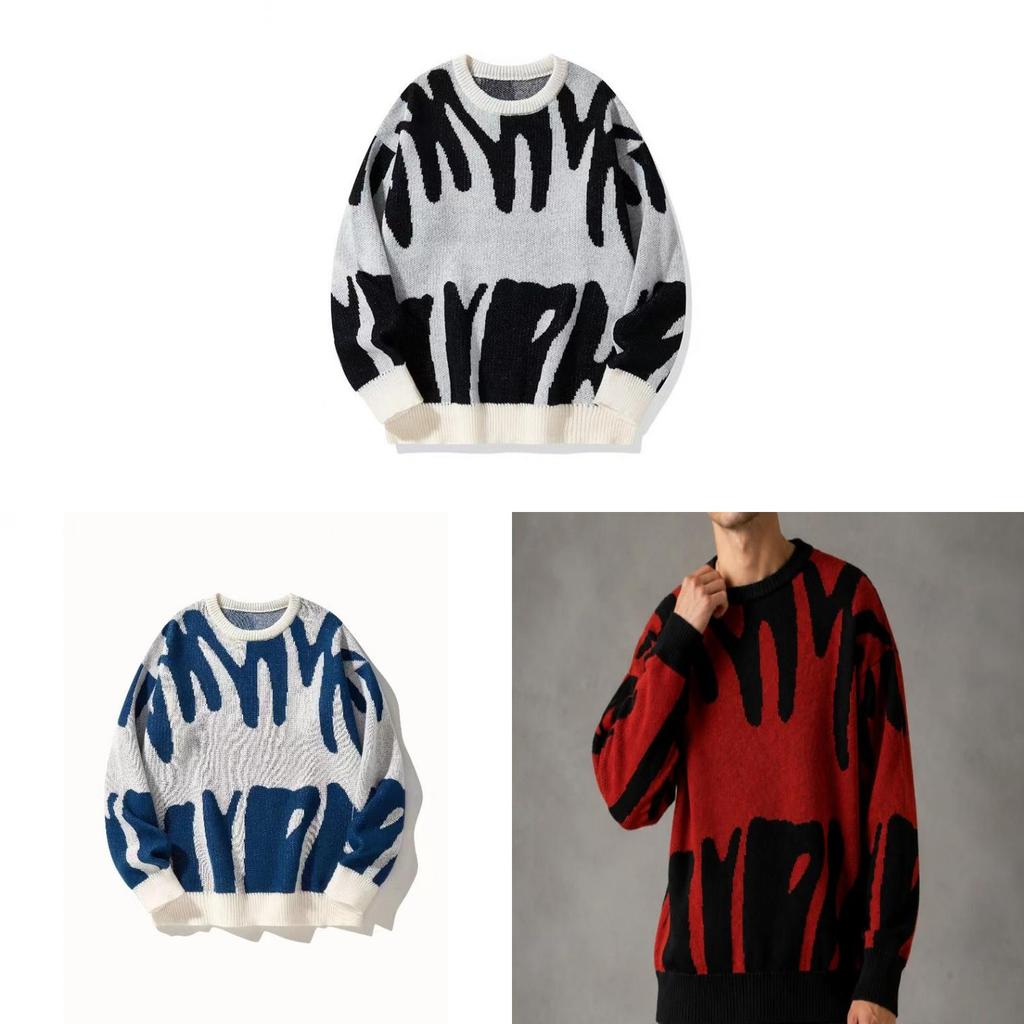 Korean Style Mens Sweater With Jacquard Knit For Casual Spring Fashion
