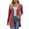 Зима осень однотонный длинный рукав женский кардиган куртка вязаный однобортный свитер эластичные карманы теплая средняя длина женская куртка кардиган