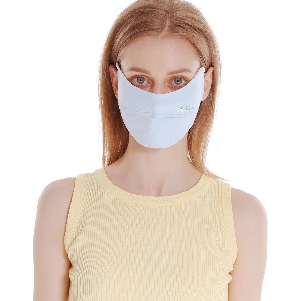 Женская маска для лица от солнца из ледяного шелка с 3D-защитой для глаз - Дышащая, тонкая и румянец для езды на велосипеде на открытом воздухе