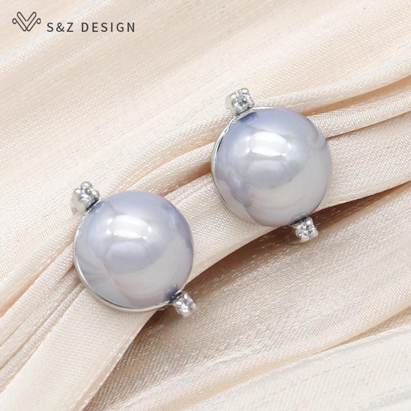 Модные круглые серьги-капли с искусственным жемчугом для женщин, свадебные серьги розового золота с кубическим цирконием, ювелирные изделия