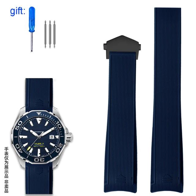 For TagHeuer Tag Heuer Diving Watch Black Blue Water Ghost Way101/201 Silicone Rubber Watch Strap Accessories 22mm Watchbands