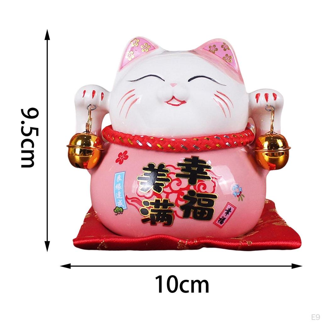 Кошка копилка animal sculpture saving pot jar Feng Shui blessing kitten figurine with bell