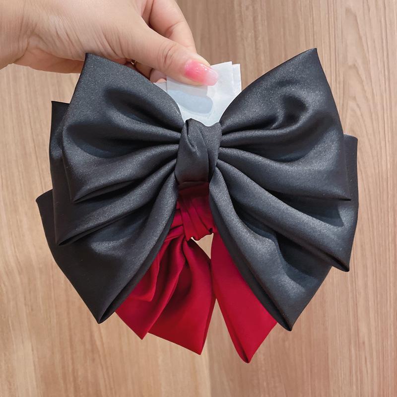 Korean Satin Bow Hairpin for Women - Large Drape Ponytail Clip