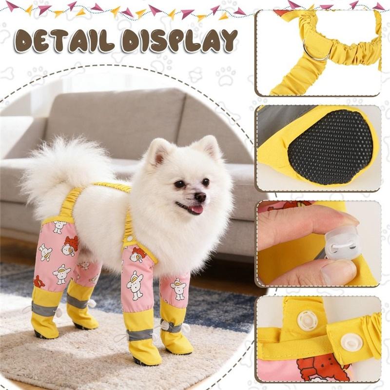 Anti-Slip Pet Strolling Dust-proof Pants Adjustable Reflective Stripe Dog Four-Legged Pants Full Leg Protection Waterproof