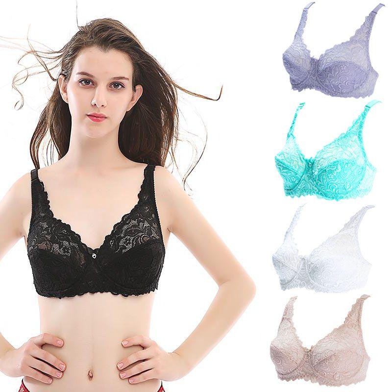 Elegant And Sexy Lace Women Bra Plus Size 75-100 D E Ultrathin Brassiere 95e 100e Underwear