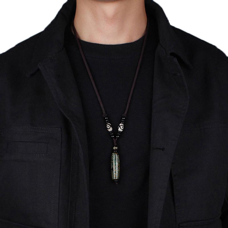 1 шт. портативный натуральный тибетский шарик подарок на удачу универсальный девять глаз Тибет Дзи кулон колье ожерелье