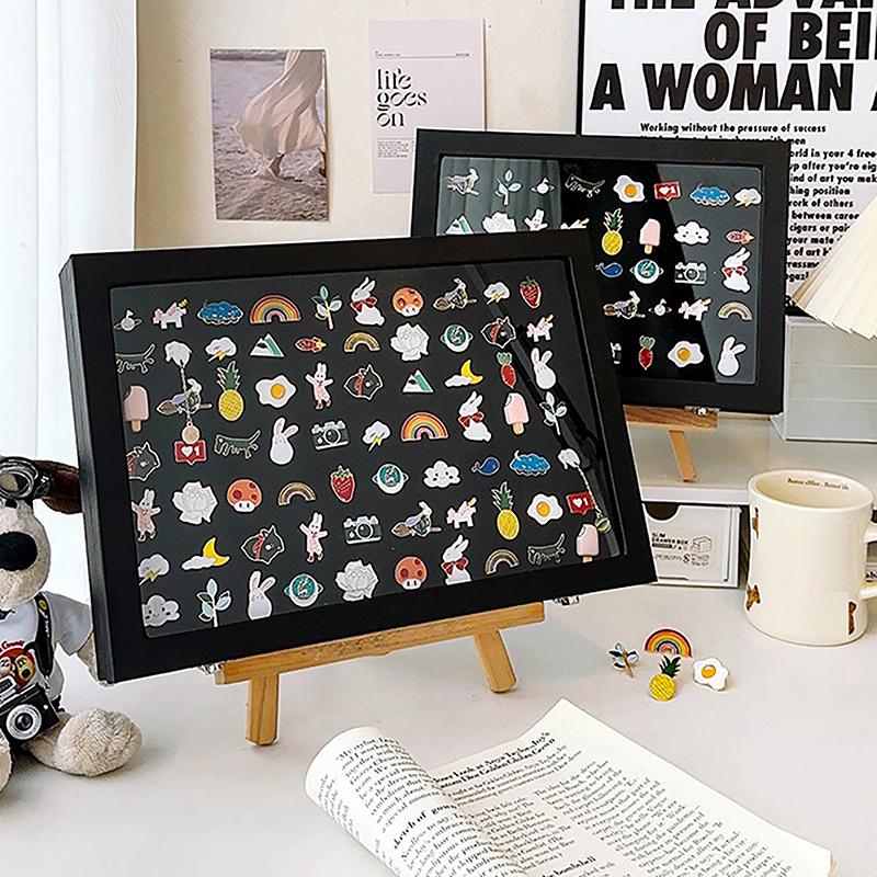 Ящик для хранения значков в виде бара, прозрачный пыленепроницаемый ящик для булавок на груди, подставка для медалей, подставка для ювелирных изделий из искусственной кожи, рамка для коллекции медалей