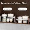 Расширяемая многоярусная выдвижная полка для хранения кухонной утвари, внутренняя для шкафа