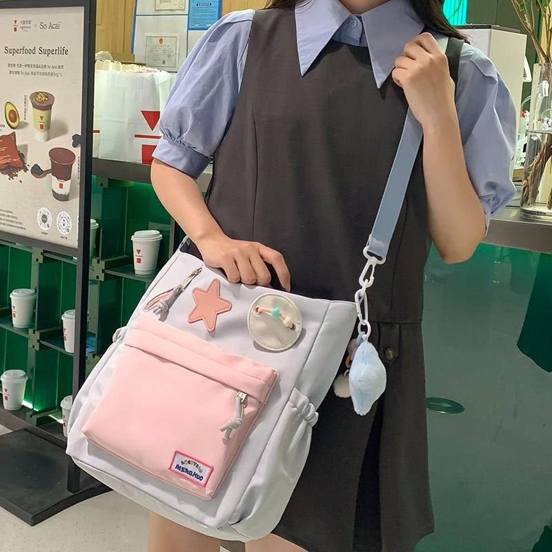 Tutorial Bag Tutorial Bag Carrying Book Bag Girls and Children Primary School Students Contrasted Color Handbag One Shoulder Crossbody Bag
