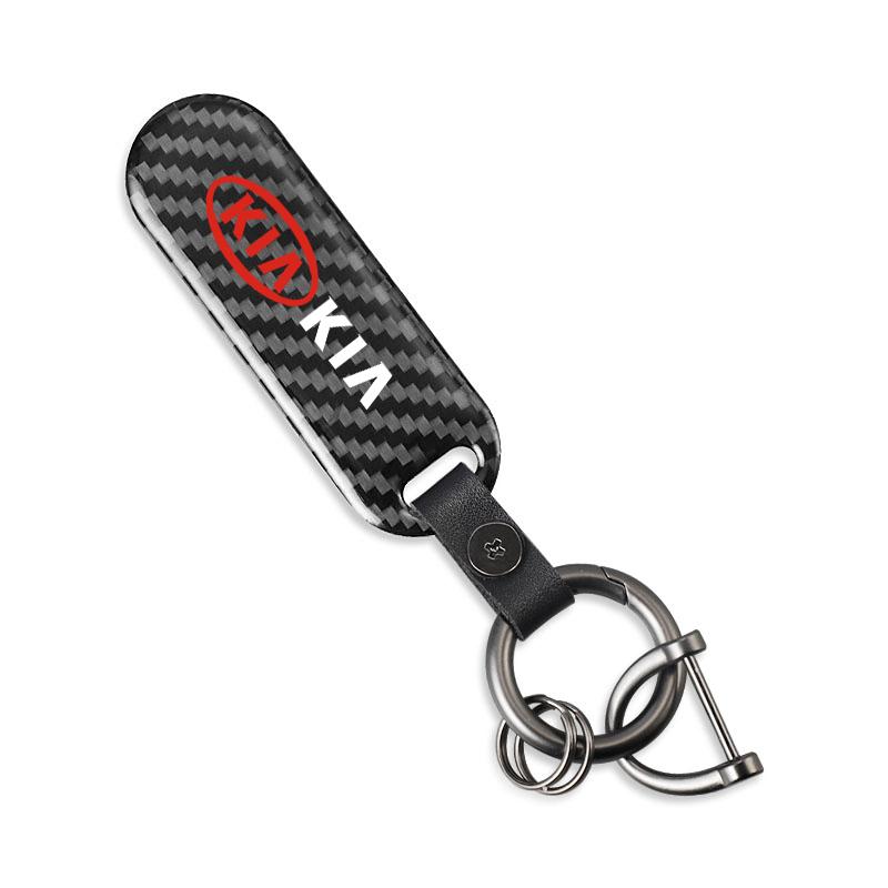 NYOJ2 Car Keychain Carbon Fiber Zinc Alloy Key Chian Ring For KIA Ceed RIO K9 Sorento Carnival Stinger Forte Niro Soul EV9 EV6 Stonic