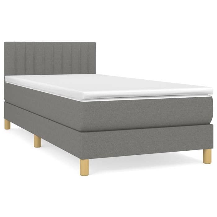 Maison Exclusive - Sommier à lattes de lit avec matelas Gris foncé 80x200 cm Tissu