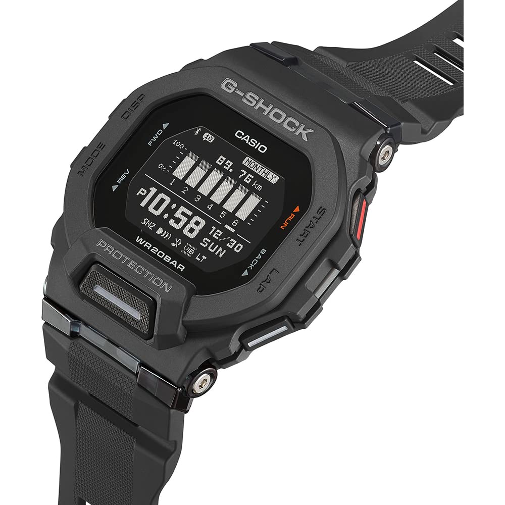 Casio Цифровые кварцевые часы с пластиковым ремешком Мужские GBD-200-1ER, Черный/Белый, 49, GBD-200-1ER-AMZUK.