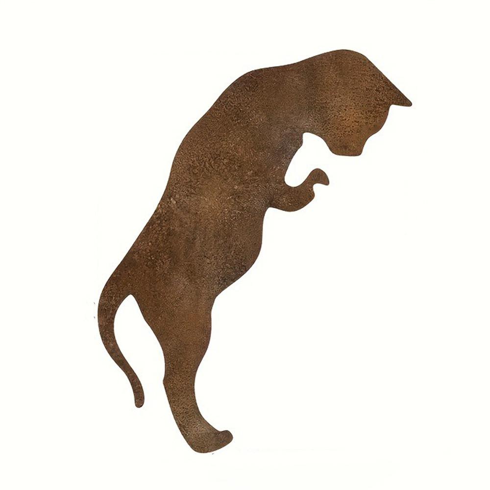 Rustic Metal Dog Garden Statue Vintage Cat Lawn Ornament Dog Pot Hugger Decor  Courtyard