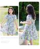 Summer thin cotton fresh floral dress for girls, stylish and high-end, with lantern sleeves for big children