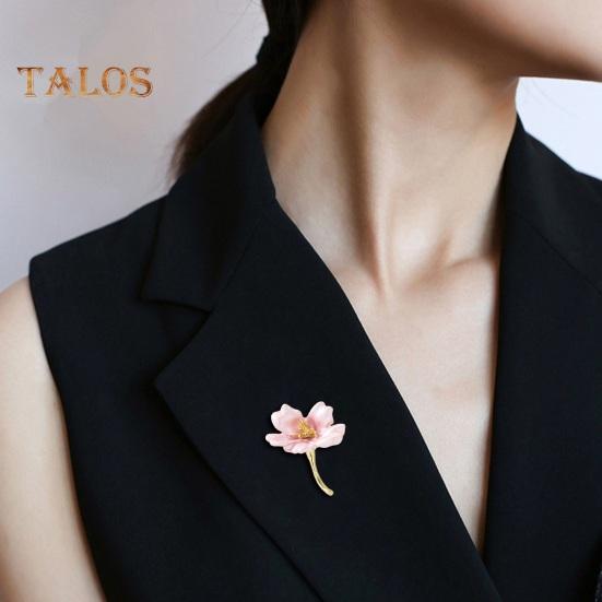 Women Brooch Dripping Oil Flower Cherry Blossom Anti-slip Wear-resistant Suit Coat Collar Hat Scarf Decoration Clothes Pin Prom Party Garment Jewelry