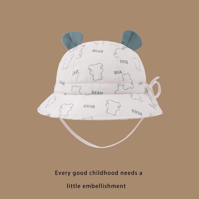 Baby and Toddler Pot Hat Spring and Autumn New Style Small Bear Cute Baby Fisherman Hat Sun Protection Sun Protection Versatile Hat for Boys and Girls