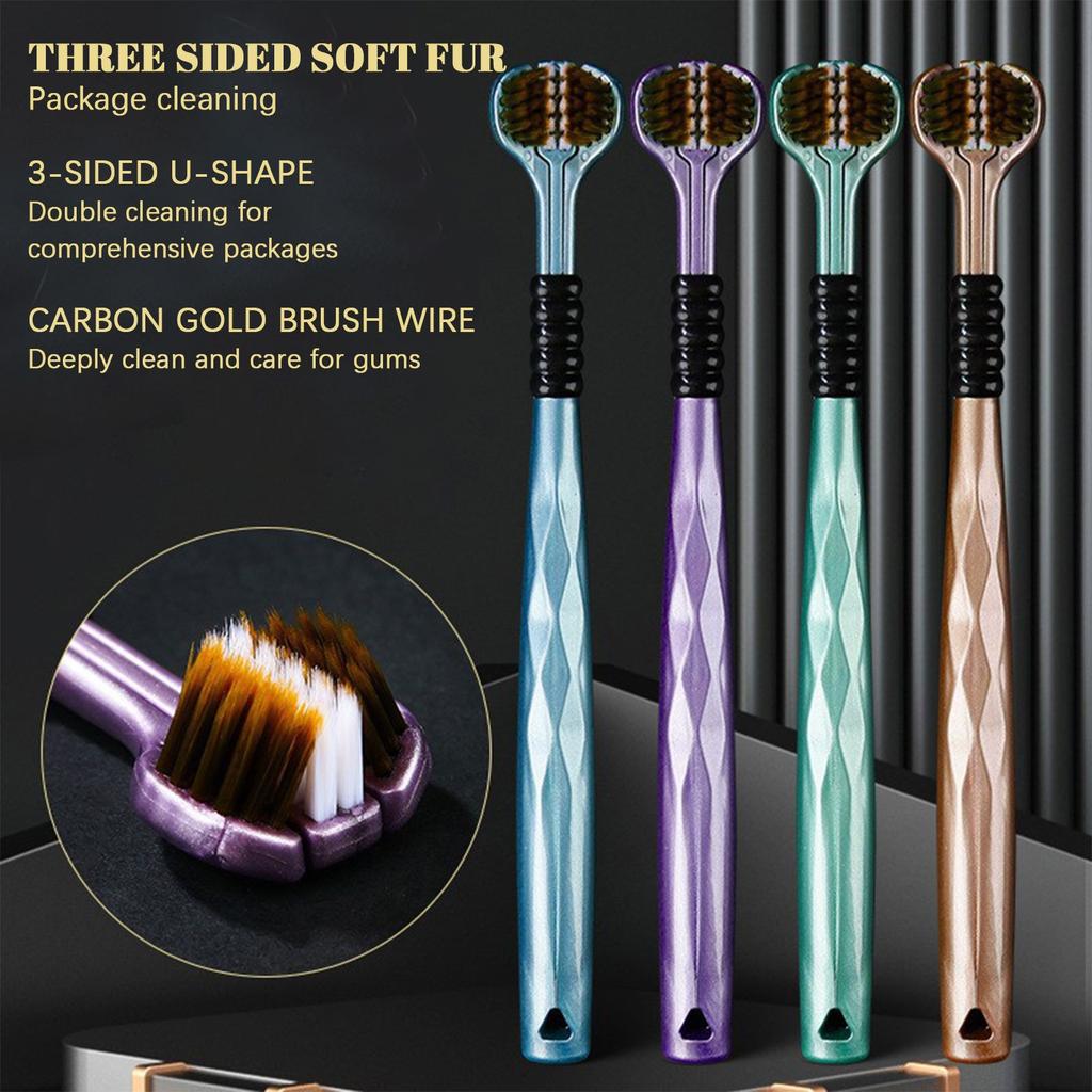 Three-sided Soft Bristle Toothbrush 2pcs(Two Colors Are Shipped Randomly)