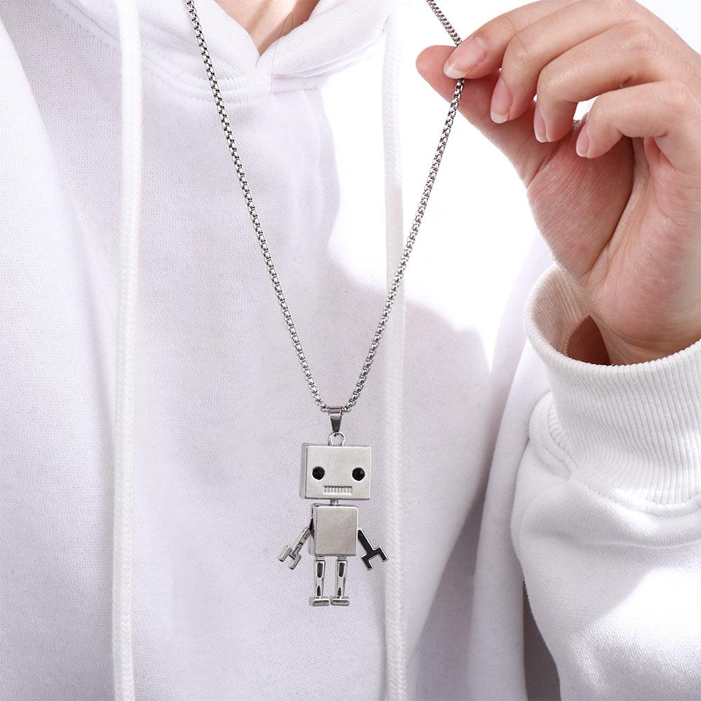 Steel Hip Hop Punk Heavy Industry Man Necklace Metal Pendant Choker Robot Necklace Birthday Present
