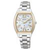 Женские солнечные радиоуправляемые часы Seiko Lukia SSQW100 Серебристый и Розовое золото Белый циферблат из перламутра Титановый корпус