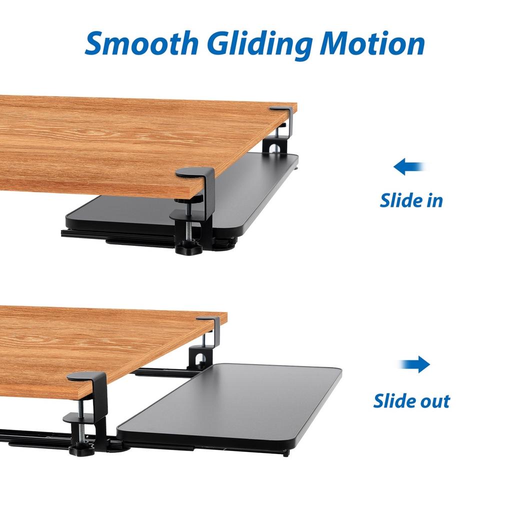 Подставка для клавиатуры Под столом Выдвижной ящик для клавиатуры с безопасным C-образным зажимом Выдвижной ящик для компьютерной платформы Держатель для клавиатуры под столом