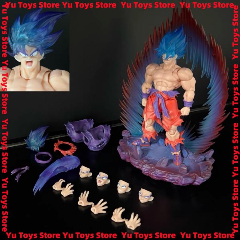In Stock E&C Studio Figures Z Shf Super Saiyan Son Goku Blue Kaioken Battle Damage 3.0 Body Ec Studio Model Toys