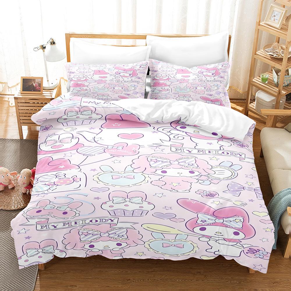 Мелодия Полированный Четырехпредметный Мультяшный Sanrio Осенне-Зимний Теплый Постельный Комплект Пододеяльник Наволочка Простынь