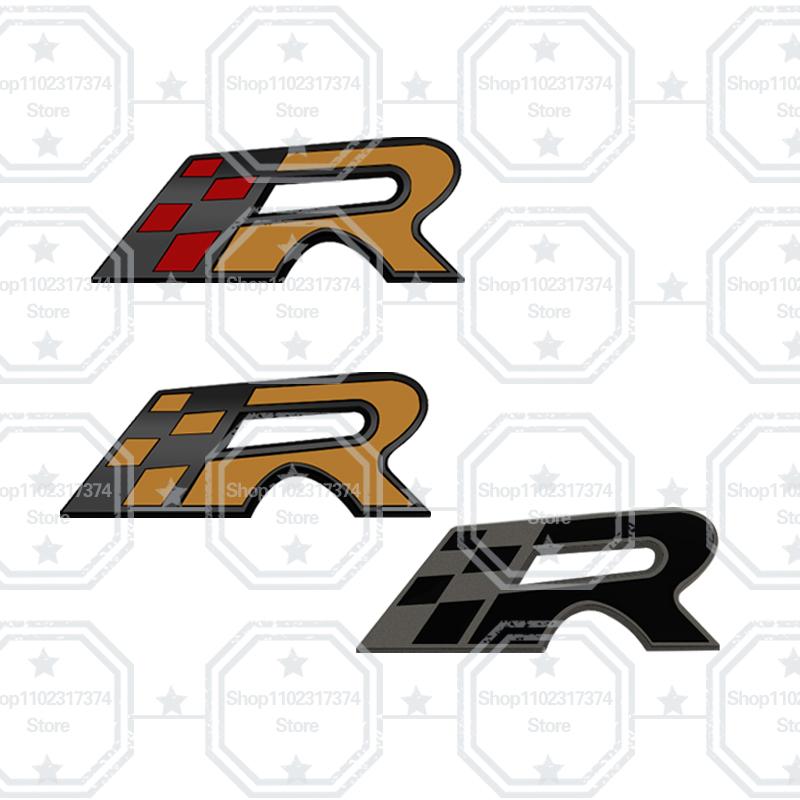 gycsn9 3D R Front Grill Emblem Metal Car Side Badge Decoration Rear Trunk Sticker For 300 LEON 5f IBIZA 6j ATECA Race Flag