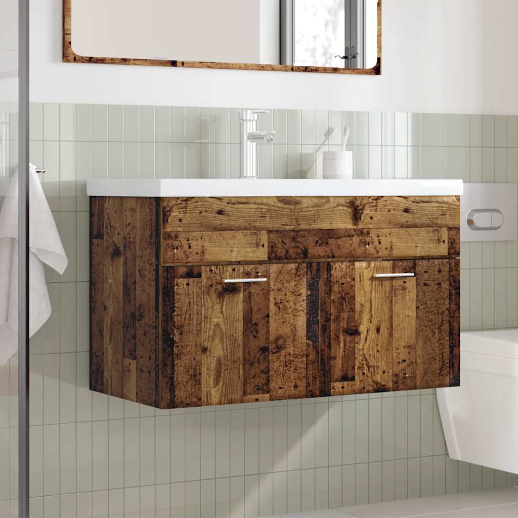 2 piece bathroom furniture set rustic wood look particleboard