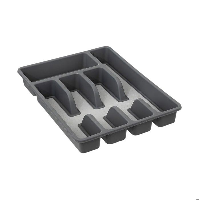 Range Couverts - 5 Compartiments - Anti-dérapant - Polypropylène - Gris