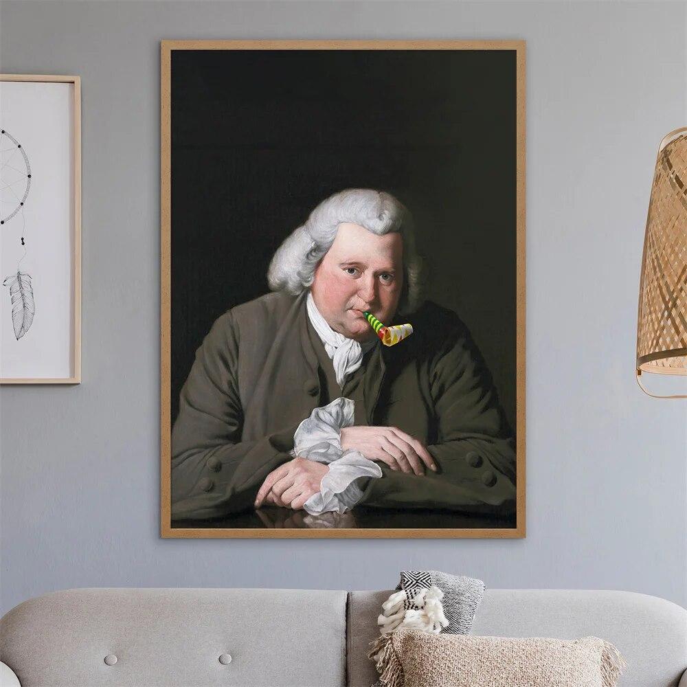 Banksy Style Print Wall Art Altered Art Ice Cream Poster Vintage Victorian Portrait Canvas Painting Gallery Home Room Decor