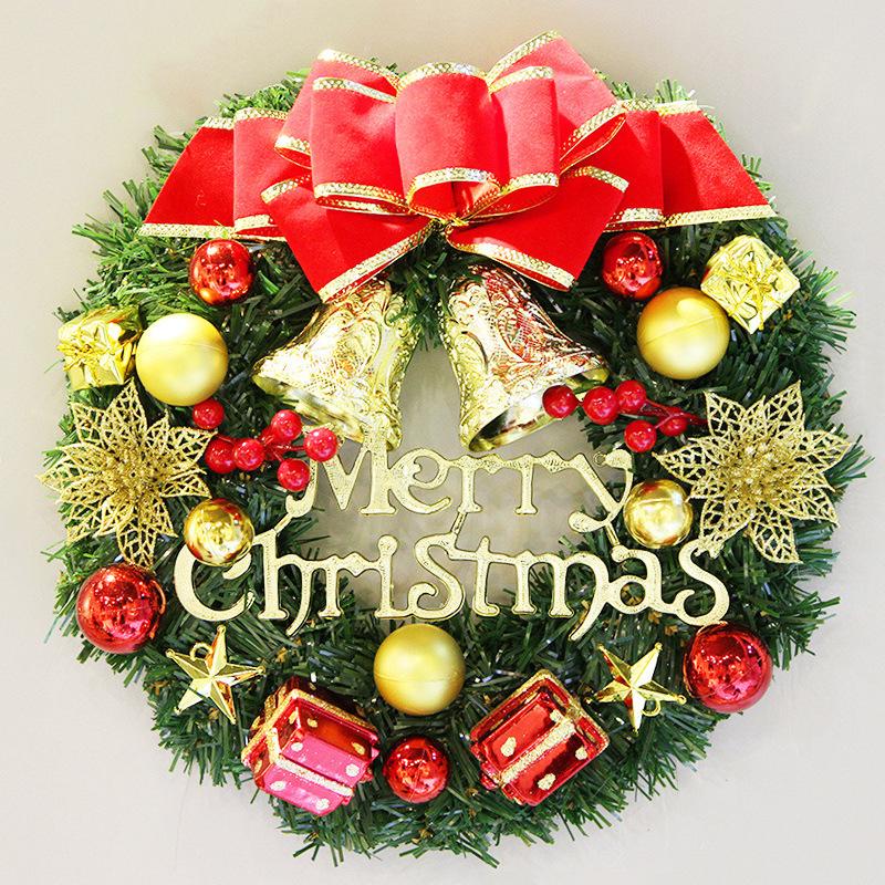 30CM Green Christmas Wreath Door Decoration - Festive Hanging Ornament