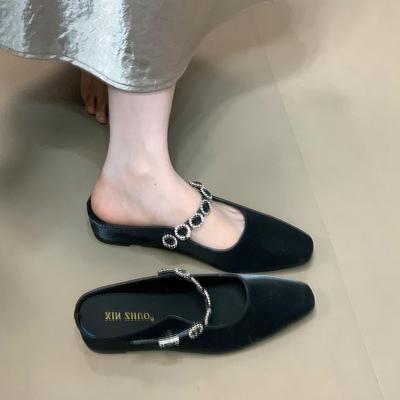 СИНЬЧЖОУ Французский темперамент одно слово со стразами внутренняя высота увеличение сумка голова тапочки мода один педаль мелкий вырез одинарная обувь женщины