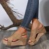 Plus Size Women's Peep Toe Platform Wedge Sandals Heel Fashion Dress High Heel Shoes for Women Outdoor Causal Sandalias De Mujer