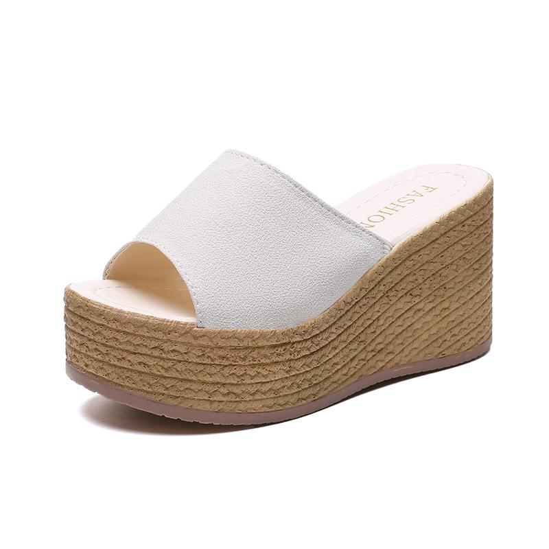 Летние женские маффины на платформе с танкеткой, с открытым носком, удобные дышащие шлепанцы, пляжные сандалии