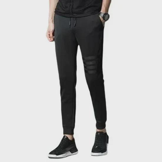 Мужские джинсы Black Stripe со средней посадкой и эластичной бархатной подкладкой — свободный крой для подростков (Осень зима)