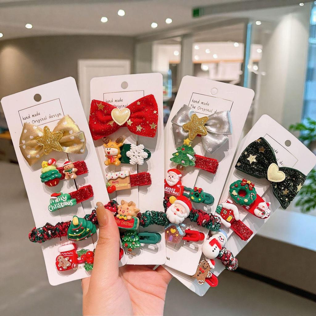 Милые детские заколки для волос в виде Санта-Клауса - 2025 Рождественские заколки-уточки для челки и боковые заколки для маленьких девочек