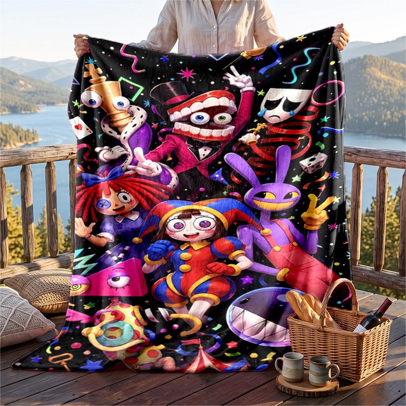 Warm Flannel Blanket The Amazing Digital Circus Pattern, Lightweight Comfortable Throw Blanket for Bed Sofa Use