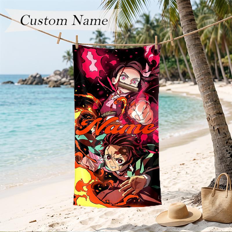 Dragon Ball Custom Name Printed Beach Towel Personalized Soft Towel For Swimming Beach Travel