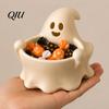 Ghost Snack Container 3D Printed Halloween Bowl, Trick or Treat Candy Theme Ornament Serving Decorative Storage Tray Dish, Party Supplies Versatile