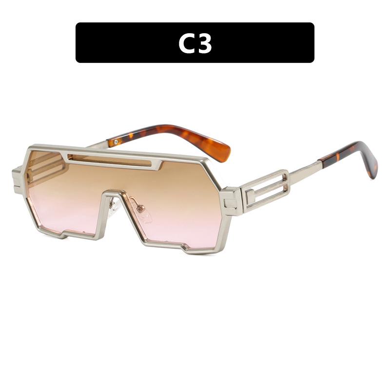 Men's Retro Steampunk Polygon Sunglasses - One-Piece, Irregular, High-End Street Style