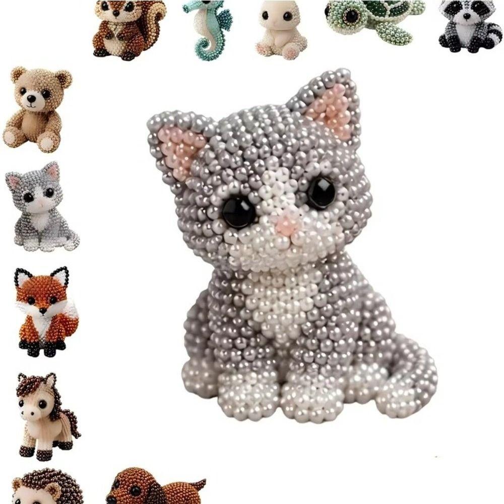 Craft 3D Beaded Animal Kit Animal Shape DIY Bead Craft Kit DIY 3D Beaded Ornament Set  Home Decor