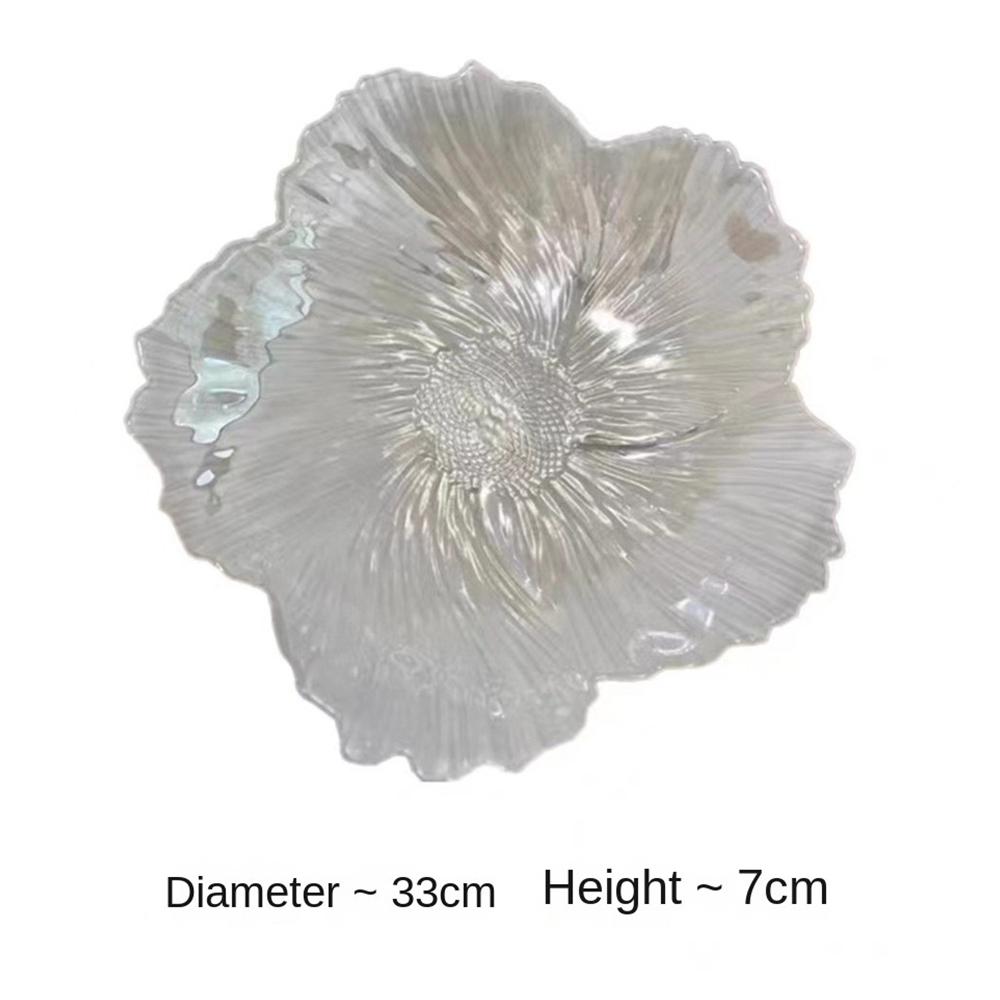 Фруктовая тарелка в форме цветка в скандинавском стиле, бытовая хрустальная стеклянная перламутровая белая тарелка для хранения закусок, большая емкость