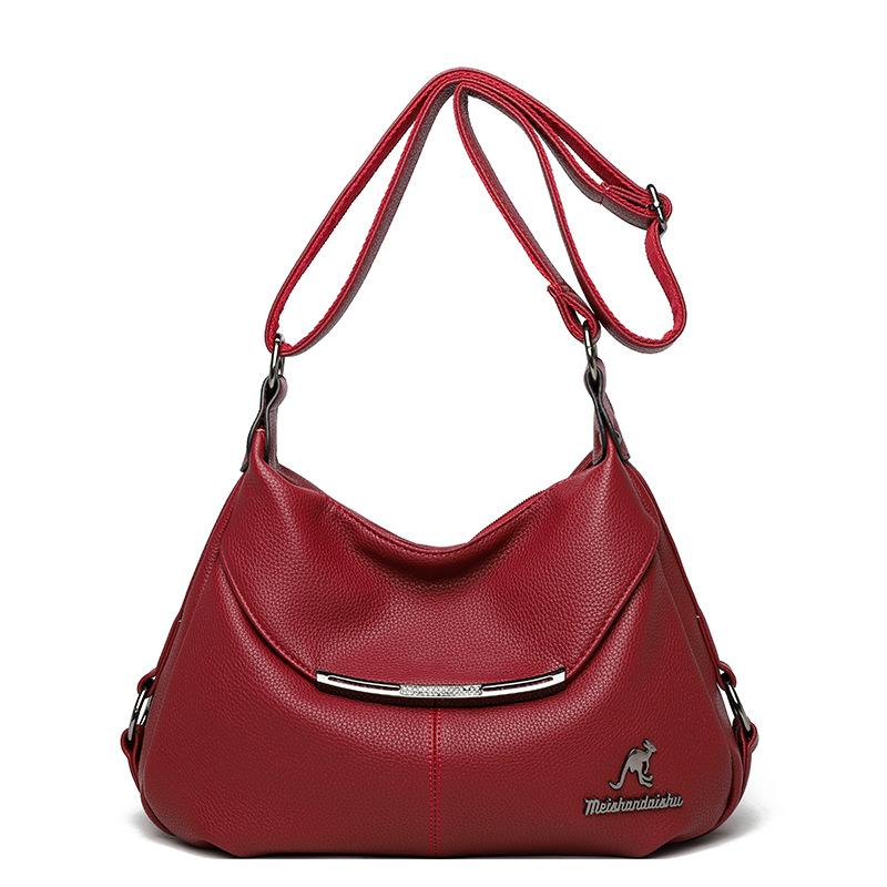 Women's Bag New Casual Soft Leather Lightweight Large Capacity Middle-aged and Elderly Mothers Women's One-shoulder Crossbody Bag