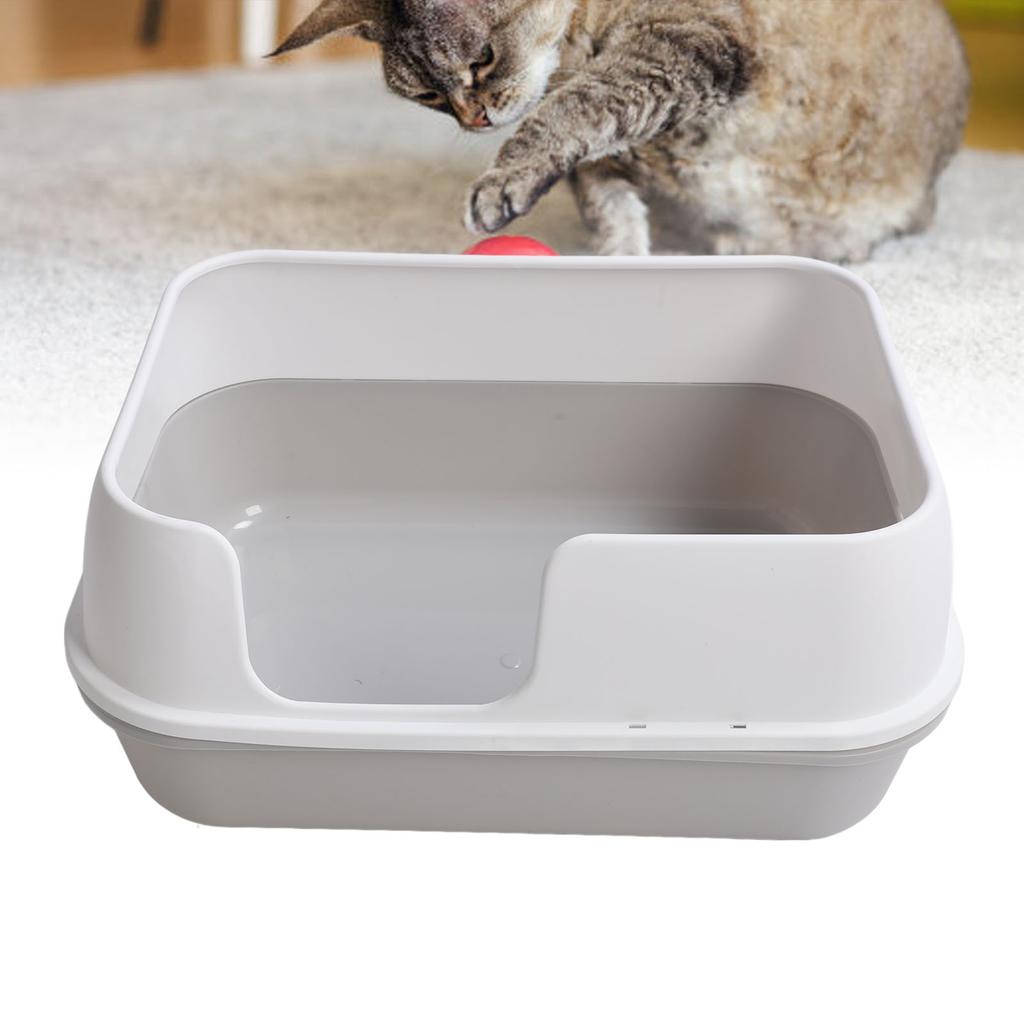 Cat Litter Box Extra Large Semi Enclosed Splash Proof Safe Removable Kitty Litter Pan with Scoop